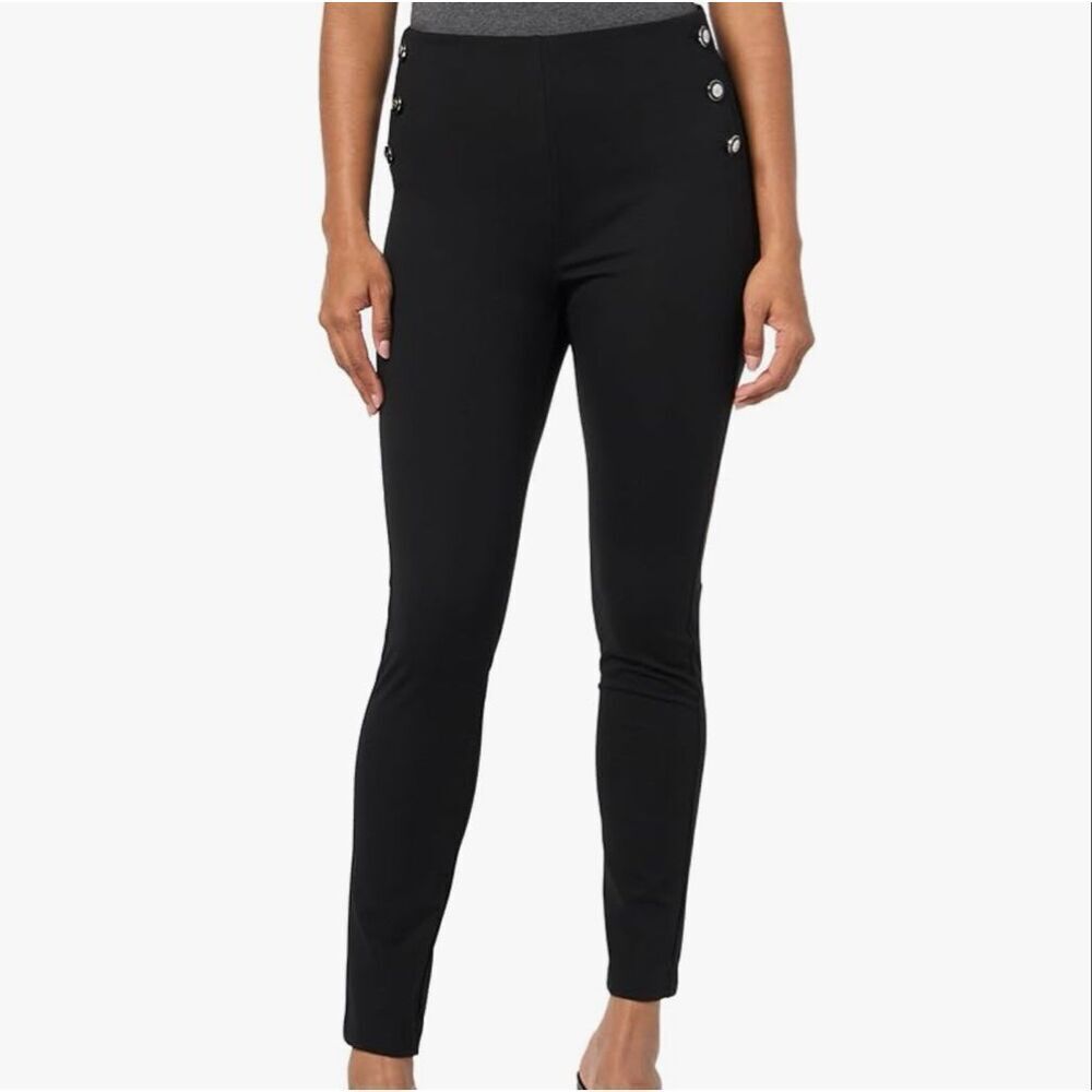 Karl Lagerfeld Sailor Button Stretch Pants Black Size Small Petite